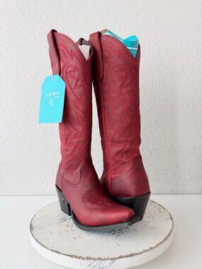 Lane SMOKESHOW Red Cowboy Boots Western Cowgirl Mid Calf Tall Snip Toe Size 5